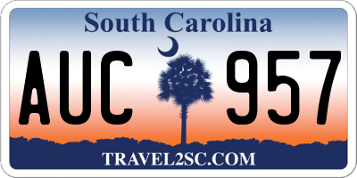 SC license plate AUC957