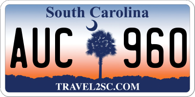 SC license plate AUC960