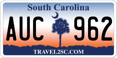 SC license plate AUC962