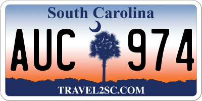 SC license plate AUC974