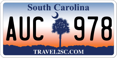 SC license plate AUC978
