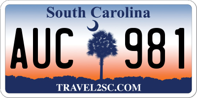 SC license plate AUC981