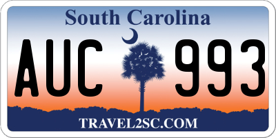 SC license plate AUC993