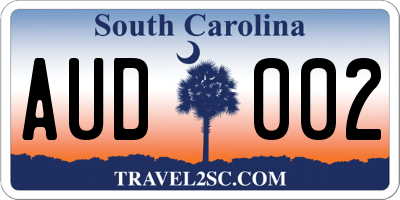 SC license plate AUD002
