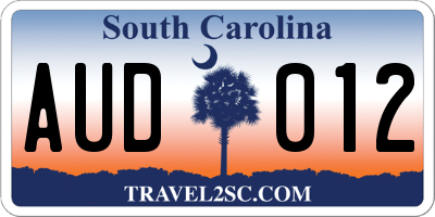 SC license plate AUD012