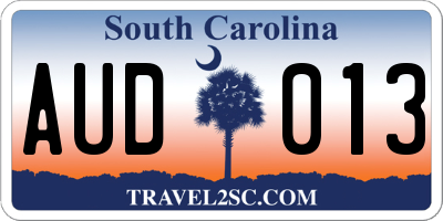SC license plate AUD013