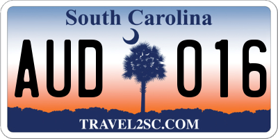 SC license plate AUD016