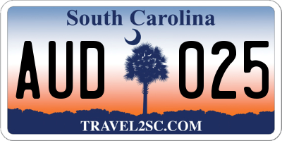 SC license plate AUD025