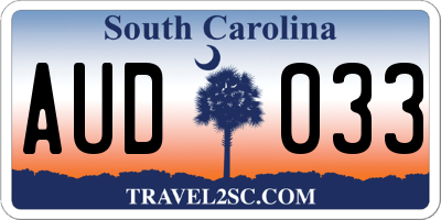 SC license plate AUD033