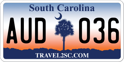 SC license plate AUD036