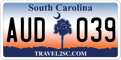 SC license plate AUD039