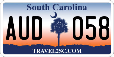 SC license plate AUD058