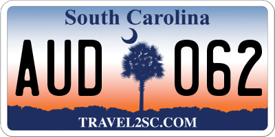 SC license plate AUD062