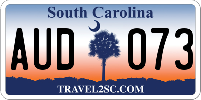 SC license plate AUD073