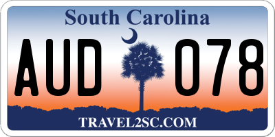 SC license plate AUD078