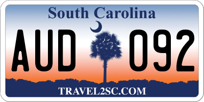 SC license plate AUD092