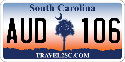 SC license plate AUD106