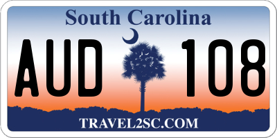 SC license plate AUD108