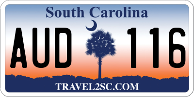 SC license plate AUD116