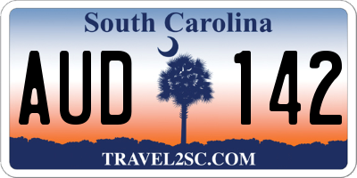SC license plate AUD142