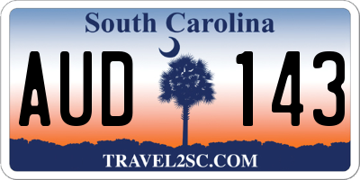 SC license plate AUD143