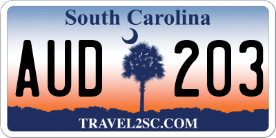 SC license plate AUD203