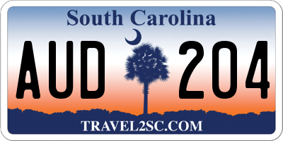 SC license plate AUD204