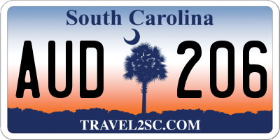 SC license plate AUD206