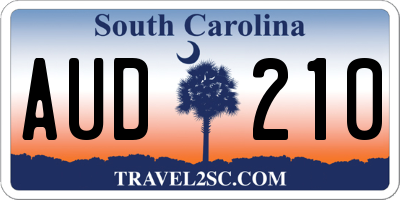 SC license plate AUD210