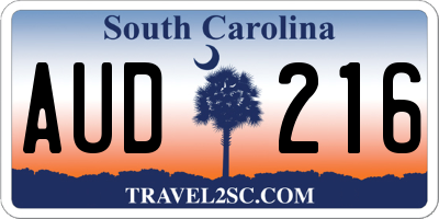 SC license plate AUD216