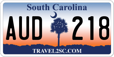 SC license plate AUD218