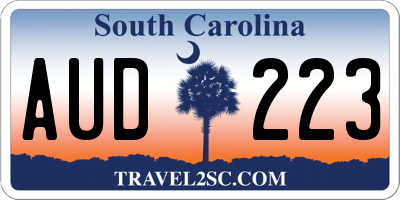 SC license plate AUD223