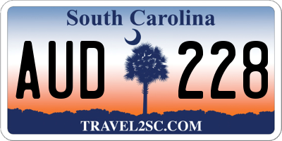 SC license plate AUD228