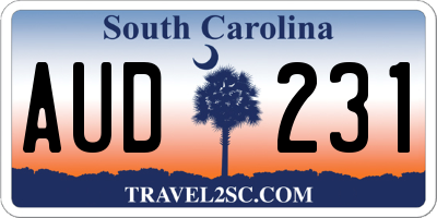 SC license plate AUD231