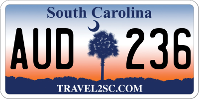 SC license plate AUD236