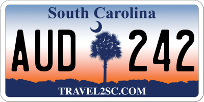 SC license plate AUD242