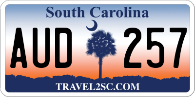 SC license plate AUD257