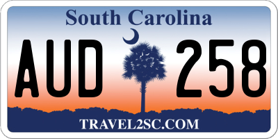 SC license plate AUD258