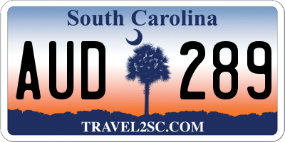 SC license plate AUD289
