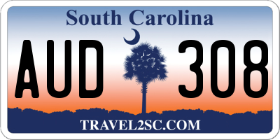 SC license plate AUD308