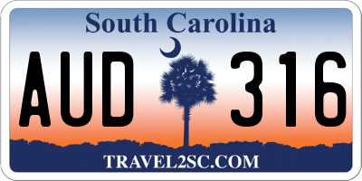 SC license plate AUD316