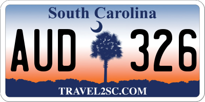SC license plate AUD326