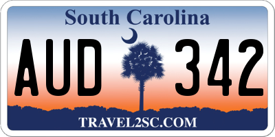 SC license plate AUD342
