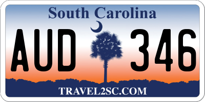 SC license plate AUD346