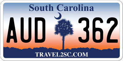 SC license plate AUD362