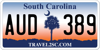 SC license plate AUD389