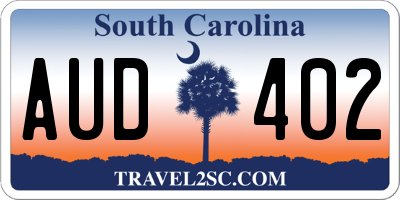 SC license plate AUD402