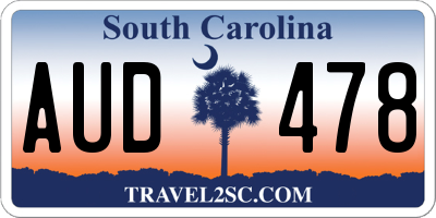 SC license plate AUD478