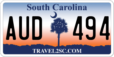 SC license plate AUD494