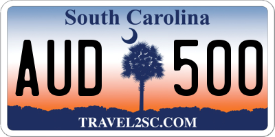 SC license plate AUD500